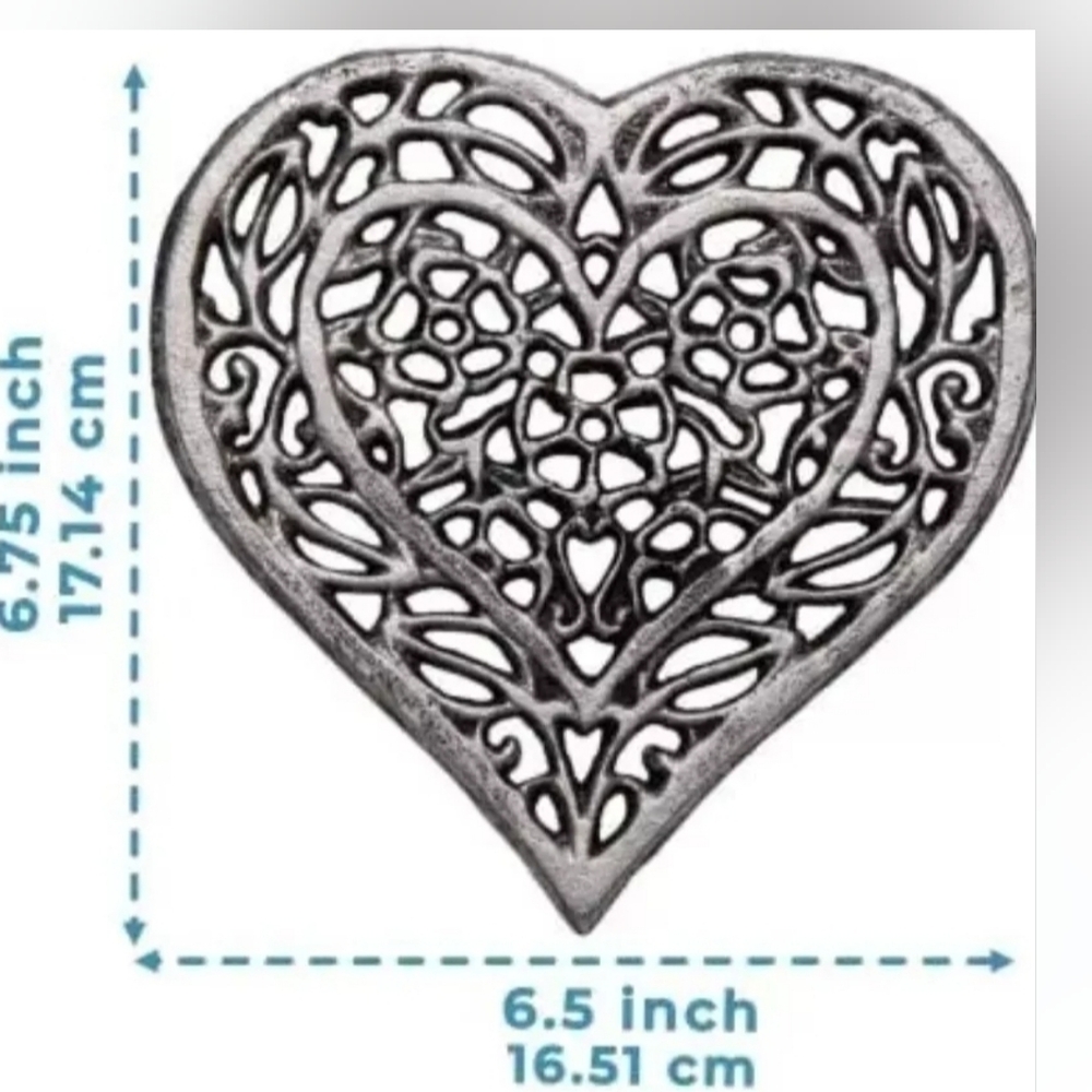 Cast Iron Heart Trivet | Decorative Cast Iron Trivet for Kitchen Countertop - Picture 3 of 4